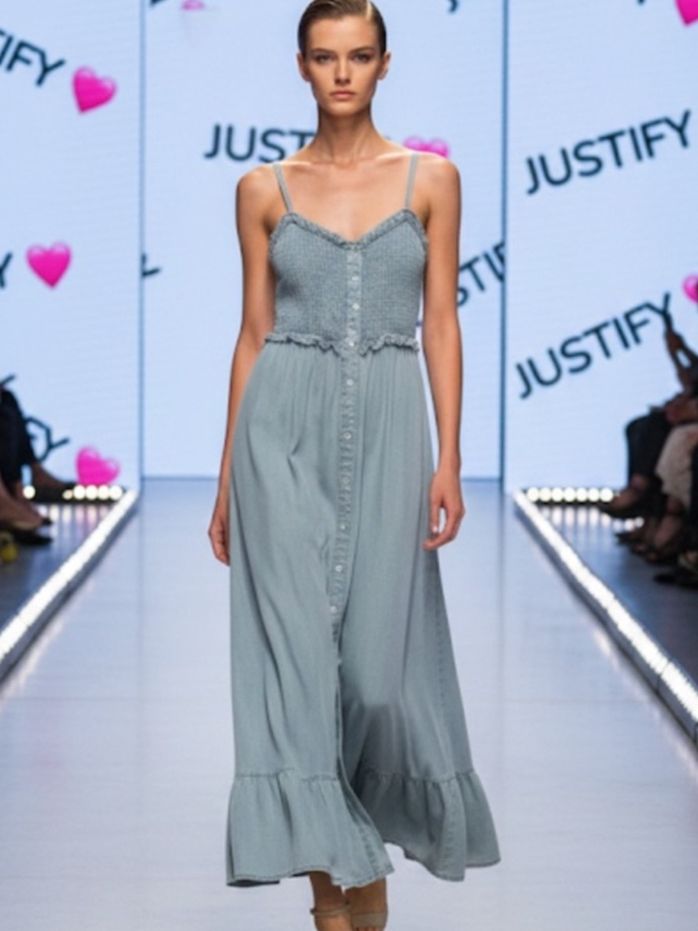 Authentic Justify long soft denim sundress dress sz S